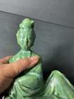 Vintage Asian Chinese Woman Green Porcelain Ceramic Art Figurine Statue