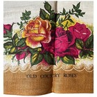 Vintage Irish Linen Tea Towel With Old Country Roses Design Made In Ireland Flor
