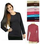 Women Long Sleeve Thicker Soft Winter Cotton Crew Neck Stretch T Shirt Tunic