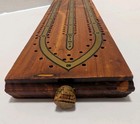 Vintage 50s Wooden Cribbage Board Game With Peg Storage Made In Chicago