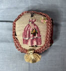 Vintage Antique Handmade Needlepoint Pin Cushion Victorian Lady 3  Brocade