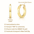 14k Real Solid Yellow Gold Square Tube Chunky Creole Hoop Earrings 15mm-30mm