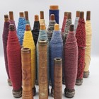 Lot Of 21 Vintage Wooden Wool Industrial Textile Mill Spools spindles Bobbins