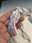 Vintage Lee Sands Inlay Mother Of Pearl Tropical Bird Necklace   Earring Set