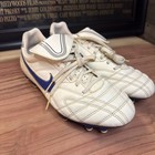 Nike Tiempo Mystic Iv Fg Soccer Cleats Size 9 White Blue Leather 385397-150