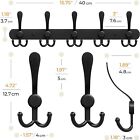 Matte Black Heavy Duty Coat Rack Wall Mounted 5 Tri Hooks For Hanging Towel Hat