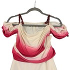 Women Grecian Goddess Ombre Maxi Dress Costume Cream Pink Red With Headband