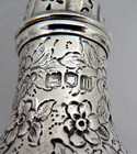 Rare Sterling Silver English Hallmarked Antique Repousse Salt   Pepper Shakers