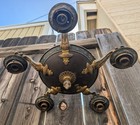 Antique Art Deco Chandelier - 1920s Gilt Architectural Salvage Ceiling Fixture