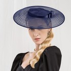 Navy Fascinators For Women Elegant Wide Brim Kentucky Derby Church Hat Summer