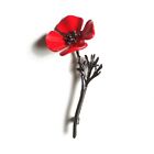 Zard Large Poppy Flower Brooch Lapel Badge Pin In Red Enamel