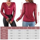 Womens Lace V Neck Long Sleeve T Shirt Blouse Casual Loose Tunic Tops Pullover