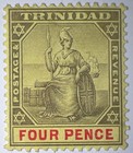 Travelstamps  1909 Trinidad Stamps Sc 95   Sg  138  4 Pence  Mint  Og  Hinged