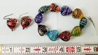 Vintage Fas 18kt Vermile Sterling Silver Murano Glass Necklace Bracelet Earrings