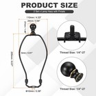 2 Set 8  Lamp Shade Harp Holder With 1 46  Height Solid Metal Finial  Black