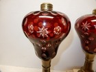Matched Pair Large Antique Ruby Cut To Clear Thumbprint Whale Oil Lamps
