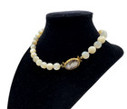 Antique Carved Cameo Mother Of Pearl Old Vintage Necklace Choker Gorg Luster 15 