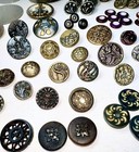 Beautiful Lot Of 95 Antique   Vintage Buttons Picture Steel Filigree Glass  b 