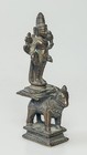 Antique Indian Copper Figurine With Lord Shiva And Nandi 19th Century