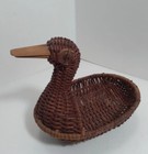 Vintage Duck Bird Brown Wicker Rattan Woven Small 5 l Storage Container Basket