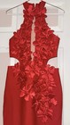  Kira Halter Neck Flower Split Maxi Dress In Red