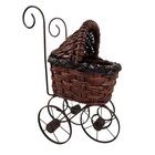 Vtg Wicker Ratan Metal Baby Doll Pram Carriage Buggy Antique Stroller Planter 