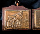 Vintage Wood Wall Art Brass Accent Sailor Boat House Decor Nautical Marine