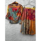 Zara Patchwork Floral Two Piece Set Shirt And Midi Skirt Multicolor Medium
