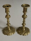 Pr  Virginia Metalcrafters Williamsburg Brass Swirl Base Candleholders Cw 16-10 
