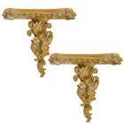 Large Scale Italian Rococo Wood Carved Wall Brackets Pair 25 75 h X 26 w