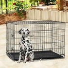 48  Extra Large Dog Crate Kennel Folding Pet Cage Metal W  2 Doors   Tray Xl Xxl