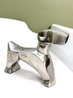 Vtg Stylized Schnauzer Terrier Dog Figurine Silver Chrome Metal Statue Art Deco