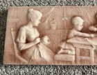 C1880s American Encaustic Tile 18x6  Lg Victorian Scene Woman And Children