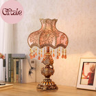 Antique Victorian Table Lamp Tiffany Style Floral Desk Light Fringe Fabric Lamps