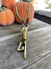 Vintage Brass Sitting Stag deer buck   7   long 6  Tall Figurine Den Cabin Decor