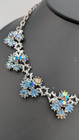 Vintage Rhinestone Necklace Bracelet Earrings Set Blue Ab Silver Tone  read 