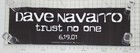Poster 2001 Dave Navarro Trust No One Double Sided               Janes Addiction
