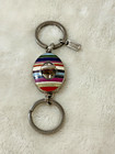 Coach   Keychain Bag Charm   Metal Striped Turn Lock Oval W  Key Rings - Euc 