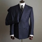 Navy Blue Men Suits Slim Fit Double Breasted Business Groom Wedding Blazer