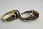 5 Lot High School Class Ring Gold Tone Plated Art Carved Gp Size 7 Women   s