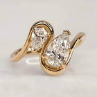 Gold Plated Twisted Wave Ring     Vintage Bohemian Style Cubic Zirconia Stone Ring