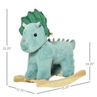 Kid Plush Ride-on Rocking Horse Triceratops-shaped Toy Rocker Realistic Sound