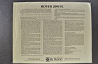 1968 Rover 2000 Tc Sedan Sales Brochure Sheet Saloon Nice Original 68