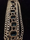 Brighton Vintage Crystal Bracelet Blue Bezel Multichain Silvertone Signed Euc 8 