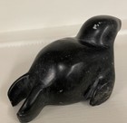 Canadian Inuit Soapstone Carving Seal Sculpture Signed J  T Happy Valley Vintage