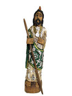Vtg Mexican Santos 12 5  Tall Hand Carved Tinted Wood Figure San Judas  Milagros
