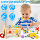 Kids Tool Set With Electric Drill  39 Pcs Wooden Toddler Play Tool Bench Kits 