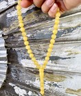 Natural Amber Islamic Prayer Beads 33 3 Tasbih Muslim Rosary White Amber 9mm Eid