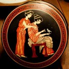 Vintage Greece Trinket Box W Lid Terra Cotta Hand Made Painted Classical Large