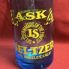 Vintage Laska Blue Seltzer Siphon Bottle Los Angeles California Czech Glass